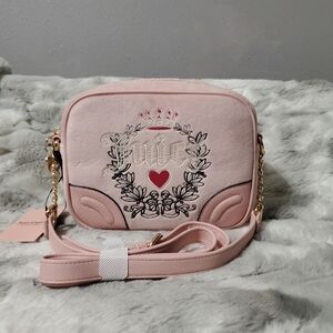 Juicy Couture Velour Heritage Crossbody Pink Diamond